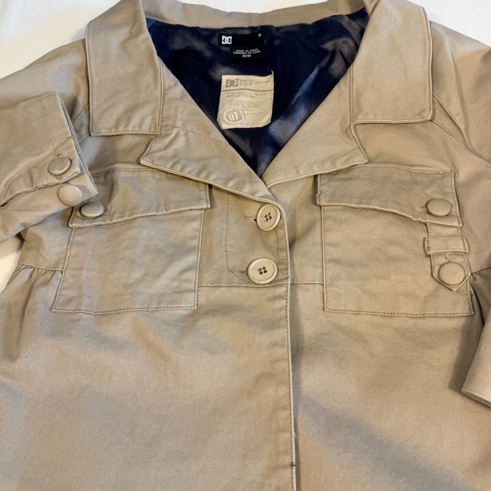 DC Shoes M Utility Luxe Safari Jacket Y2K Military Cargo Cropped Khaki Read Des. - Picture 10 of 16
